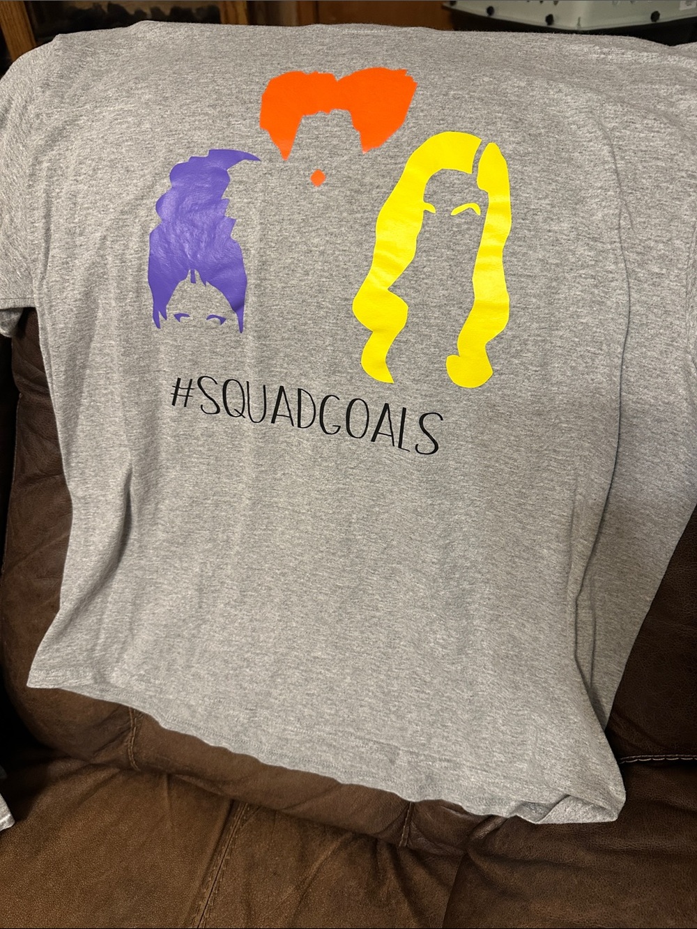 Gildan Gray Short Sleeve Tee with Purple, Orange & Yellow SquadGoals Graphic